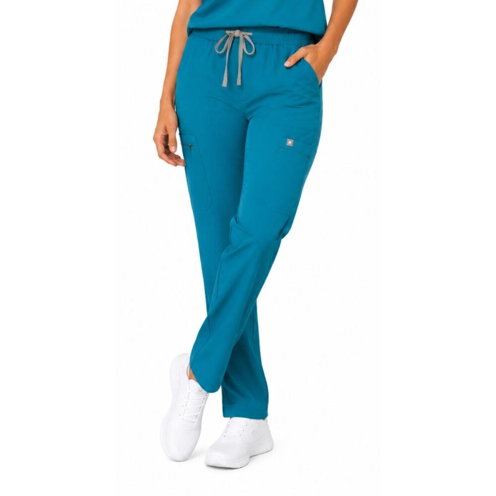 FIGS Technical Collection Scrub Pants Large Teal Blue Cargo Stretch Medical